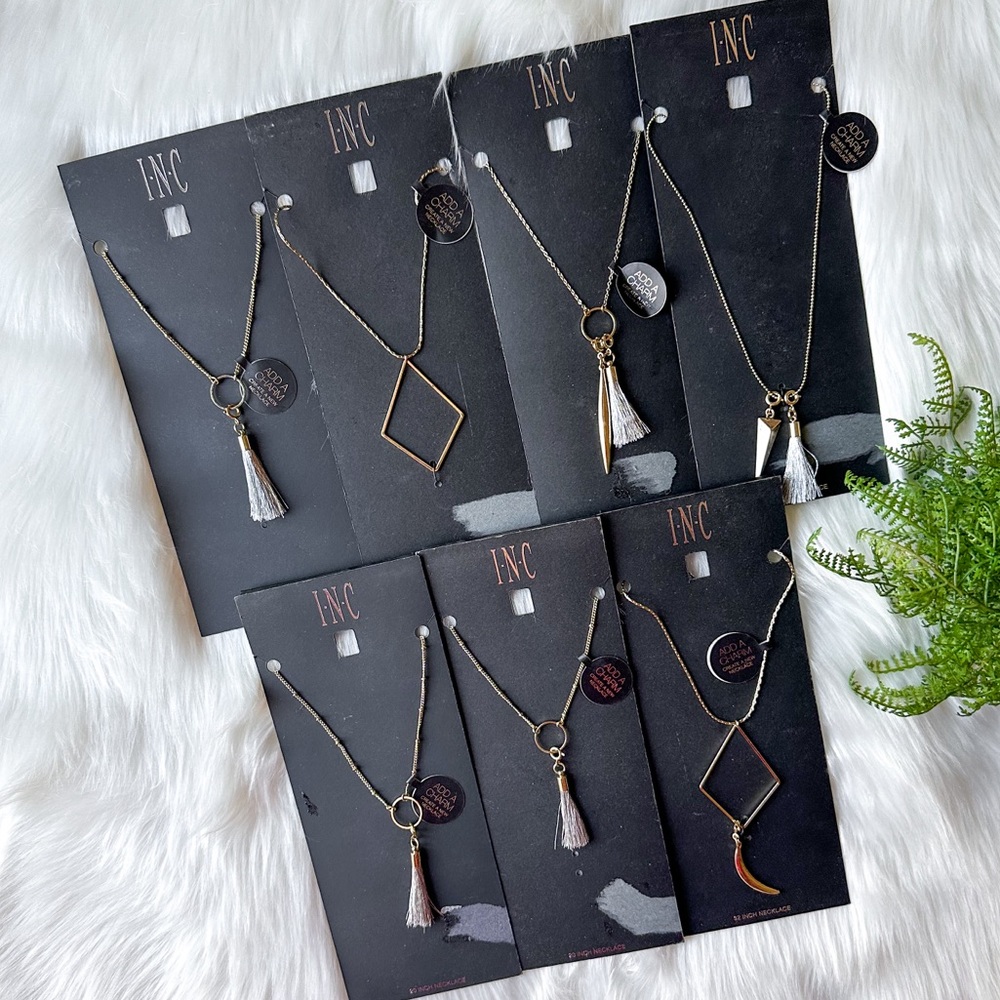 INC International Concepts Add-a-Charm Gold Long Diamond Pendant Necklace Lot